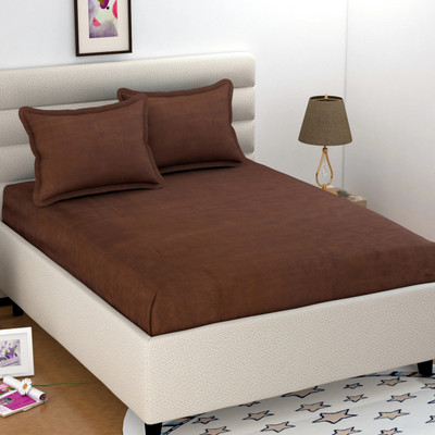 Krishnam 180 TC Microfiber Double Solid Flat Bedsheet(Pack of 1, Brown)