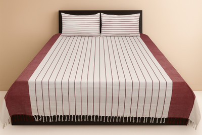 Dhaga Vishwas Ka Cotton Double Flat 220 TC Striped Bedsheet(Pack of 1, Pink)