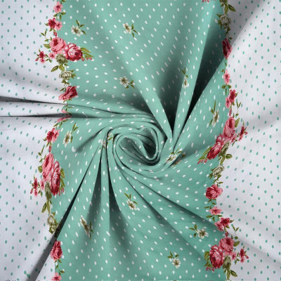 ABC Microfiber King Fitted (Elastic) 260 TC Floral Bedsheet(Pack of 1, Green, White)