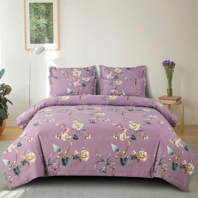 VARDHITI ENTERPRISES Polycotton Double Flat 210 TC Floral Bedsheet(Pack of 1, Purple)