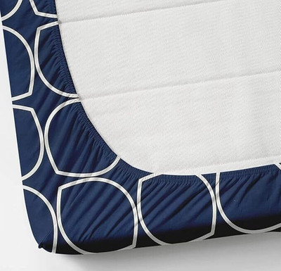 LX LOYREX 240 TC Cotton Queen Printed Fitted (Elastic) Bedsheet(Pack of 1, blue oval colour designer fitted bedsheet with matching pillow cover)