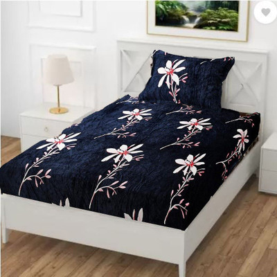 Osonics Textiles Velvet Single Fitted (Elastic) 400 TC Floral Bedsheet(Pack of 1, Multicolor)