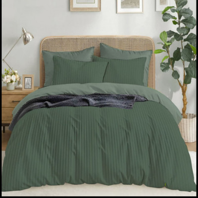 Lovepure India Cotton Super King Flat 220 TC Self Design Bedsheet(Pack of 1, Green)