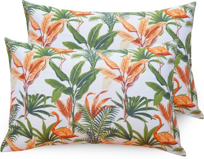 Huesland Floral Pillows Cover(Pack of 2, 43 cm*68 cm, Orange)