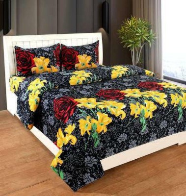umashankar 220 TC Microfiber Double Floral Flat Bedsheet(Pack of 1, Multicolor)