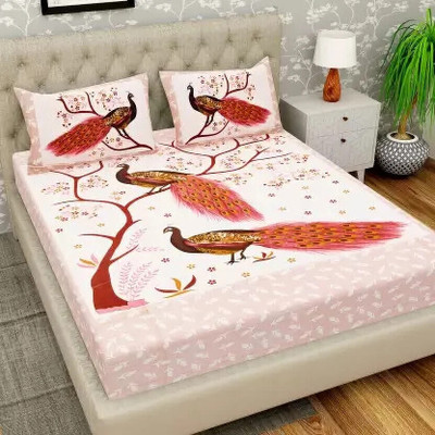 Homeline 104 TC Cotton Double Jaipuri Prints Flat Bedsheet(Pack of 1, MULTI-COLOUR-2)