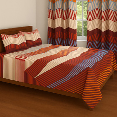 RRC 144 TC Microfiber Double Printed Flat Bedsheet(Pack of 1, Maroon)