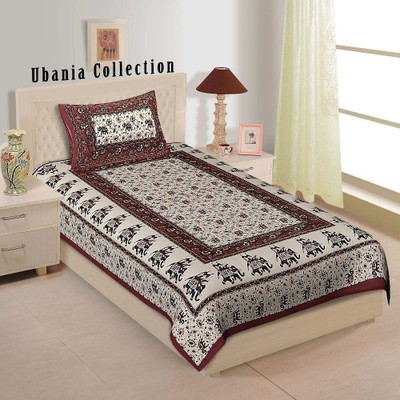 Ubania Collection Cotton Single Flat 140 TC Animal Bedsheet(Pack of 1, Multicolor)