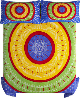 Yash textiles Cotton Double Flat 104 TC Jaipuri Prints Bedsheet(Pack of 1, Multicolor)