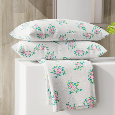 Layers Cotton Blend Double Flat 225 TC Printed Bedsheet(Pack of 1, Grey)