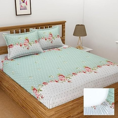 OLDENNA Microfiber Double Fitted (Elastic) 220 TC Floral Bedsheet(Pack of 1, Multicolor)