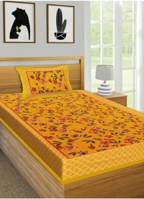 KAANY FAB Cotton Single Flat 144 TC Jaipuri Prints Bedsheet(Pack of 1, Multicolor)