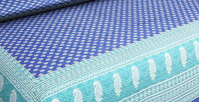 Yash textiles Cotton Double Flat 144 TC Jaipuri Prints Bedsheet(Pack of 1, Blue)