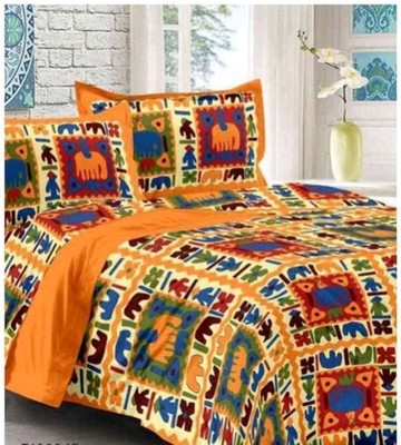 WAR TRADE Cotton Double Flat 104 TC Jaipuri Prints Bedsheet(Pack of 1, Multicolor)