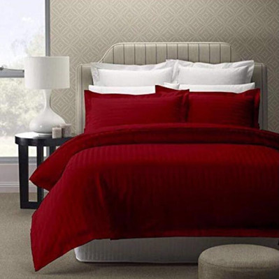 Sosha 210 TC Cotton Queen Striped Flat Bedsheet(Pack of 1, mahroon)