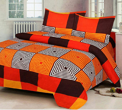 LOFTCOR 144 TC Polyester Double Printed Flat Bedsheet(Pack of 1, Multicolor)
