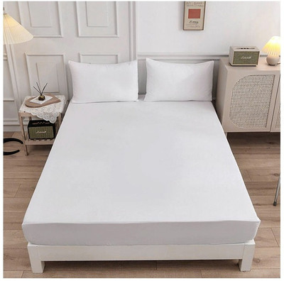 Outlay Home 250 TC Microfiber Double Solid Flat Bedsheet(Pack of 1, White)