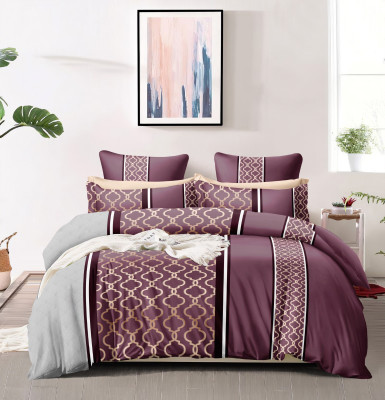 RRB TEXTILE 160 TC Microfiber Double Abstract Fitted (Elastic) Bedsheet(Pack of 1, Maroon)