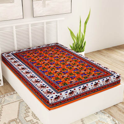 Unique Choice 220 TC Cotton Single Printed Flat Bedsheet(Pack of 1, Multicolor)