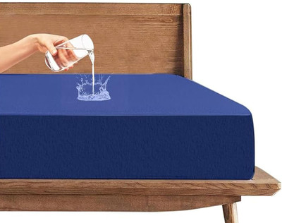 AGS ACTIVE Cotton King Fitted (Elastic) 220 TC Solid Bedsheet(Pack of 1, Blue)