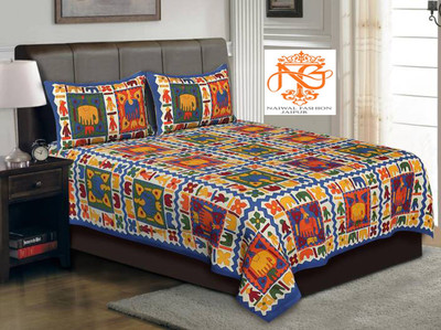 PALANG SHOBHA Cotton Queen Flat 141 TC Printed Bedsheet(Pack of 1, Multicolor)