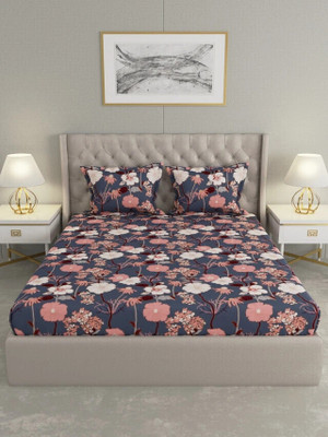 Raymond Home Microfiber Double Flat 110 TC Floral Bedsheet(Pack of 1, Miami Black)
