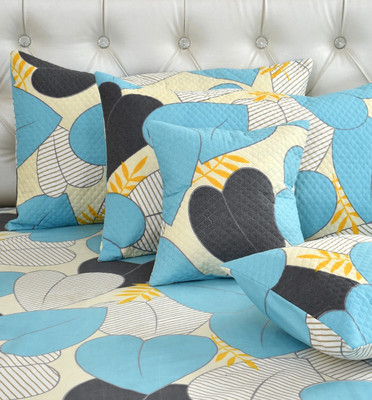 NCS Cotton Double Flat 300 TC Floral Bedsheet(Pack of 1, 1 Bedsheet + 2 Quilted PillowCover + 2 Quilted CushionCovers with Filler)