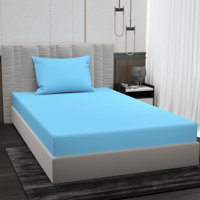 BROMWICK 220 TC Microfiber Single Solid Flat Bedsheet(Pack of 1, Sky Blue)
