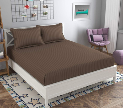 MORADO 210 TC Polycotton Double Solid Flat Bedsheet(Pack of 1, Brown)