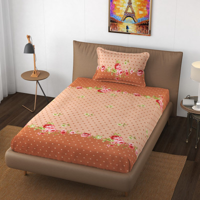 Apala 250 TC Polycotton Single Floral Flat Bedsheet(Pack of 1, Multicolor)