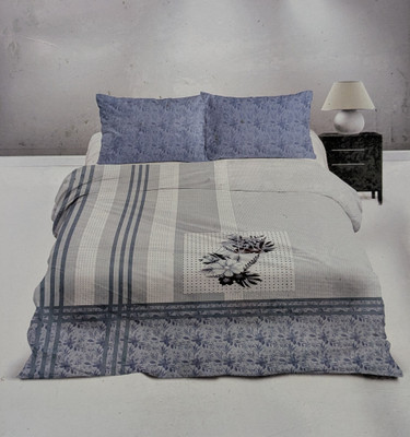 RAJASTHAN HANDLOOM Cotton Double Flat 144 TC Floral Bedsheet(Pack of 1, White & Silver)