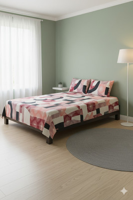Matangeez Cotton Blend Double Flat 260 TC Abstract Bedsheet(Pack of 1, Block Pink)