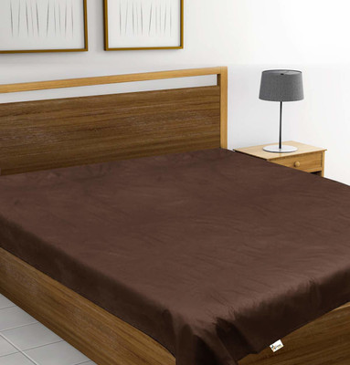 FORMONIK 200 TC Polyester Double Solid Flat Bedsheet(Pack of 1, Brown)
