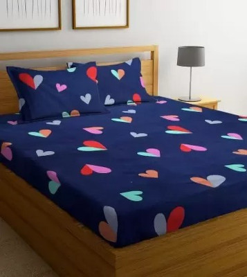jim-Dandy 160 TC Polycotton Double 3D Printed Flat Bedsheet(Pack of 1, Blue)