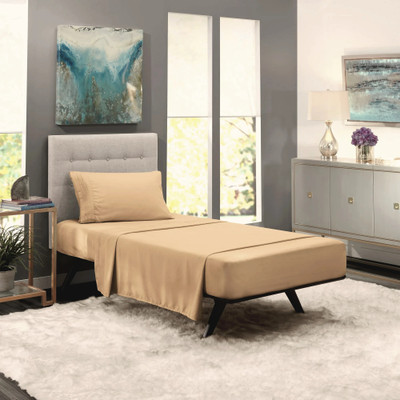 BEVI 280 TC Microfiber Single Solid Flat Bedsheet(Pack of 1, Beige)