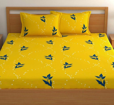 LX LOYREX Cotton King Fitted (Elastic) 250 TC Printed Bedsheet(Pack of 1, Multicolor22)