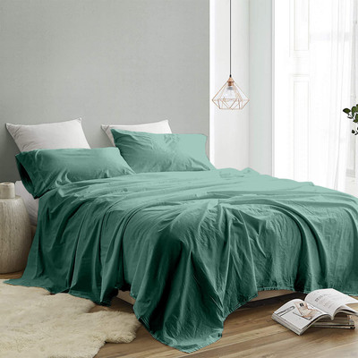 INDRA'S Cotton King Flat 300 TC Solid Bedsheet(Pack of 1, MUTED TEAL BLUE)