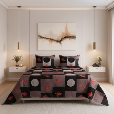 SCHp Cotton Super King Flat 320 TC Printed Bedsheet(Pack of 1, B_29)