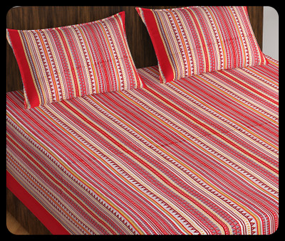 JAIPUR PRINTS Cotton Double Flat 220 TC Jaipuri Prints Bedsheet(Pack of 1, Red)