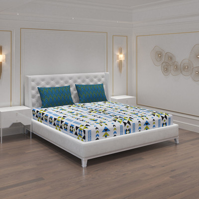 Moca by Monte Carlo 104 TC Cotton Double Printed Flat Bedsheet(Pack of 1, Multicolor)