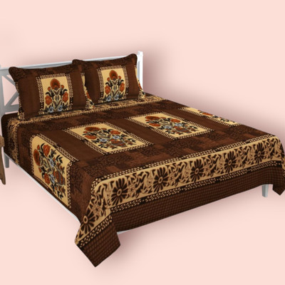 viraj Woolen Double Flat 250 TC Floral Bedsheet(Pack of 1, Multicolor)