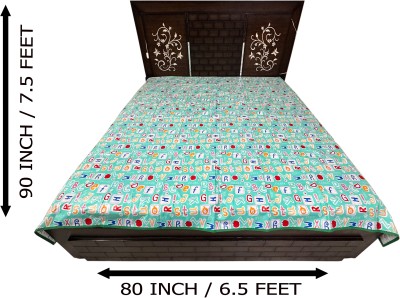 ECOSOFT 150 TC Polyester King, Queen, Double Printed Flat Bedsheet(Pack of 1, GREEN BIG ABCD)