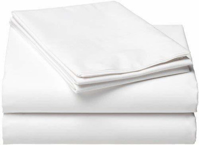DESI DHANG Cotton Single Flat 180 TC Solid Bedsheet(Pack of 1, White)