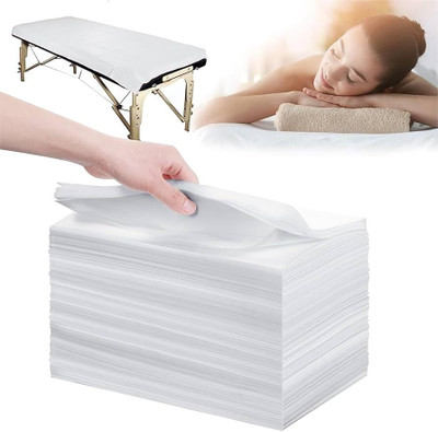 TACP 50 TC Polyester Crib Solid Flat Bedsheet(Pack of 50, White)