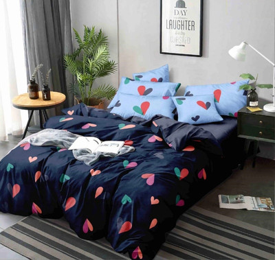 Aciloc Polycotton Double Flat 155 TC Printed Bedsheet(Pack of 1, Blue)