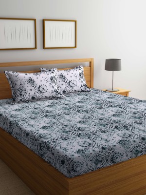 Bombay Dyeing 144 TC Cotton Double Abstract Flat Bedsheet(Pack of 1, Blue)