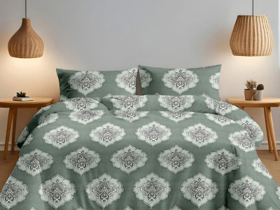 CosyHugs Cotton Queen Flat 144 TC Printed Bedsheet(Pack of 1, Green)