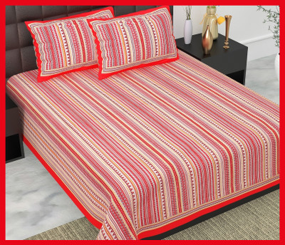 JAIPUR PRINTS Cotton Double Flat 240 TC Jaipuri Prints Bedsheet(Pack of 1, Red)