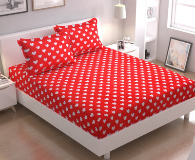 Goodrik Microfiber Double Flat 140 TC 3D Printed Bedsheet(Pack of 1, Red)