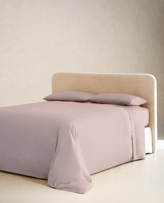 Snowcado Cotton King Flat 210 TC Solid Bedsheet(Pack of 1, Cameo Rose)